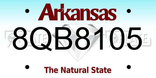 8QB8105 Arkansas License Plate