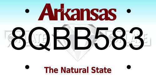 8QBB583 Arkansas License Plate
