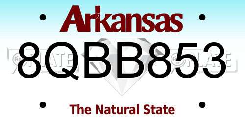 8QBB853 Arkansas License Plate