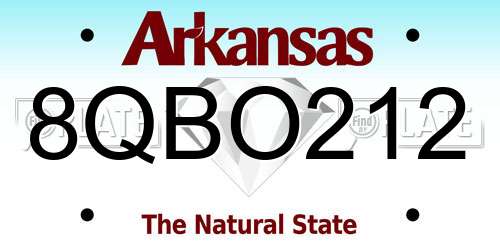 8QBO212 Arkansas License Plate