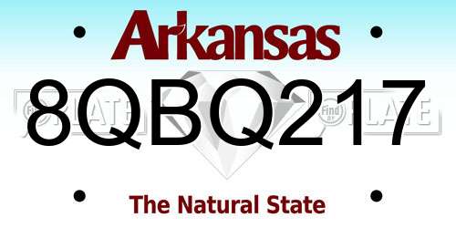 8QBQ217 Arkansas License Plate
