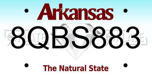 8QBS883 Arkansas License Plate