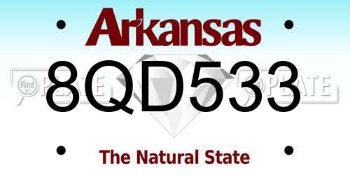 8QD533 Arkansas License Plate