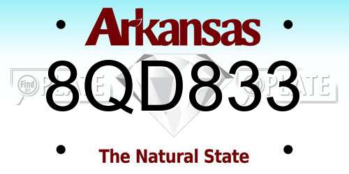 8QD833 Arkansas License Plate