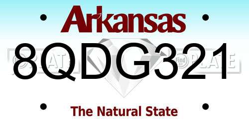 8QDG321 Arkansas License Plate
