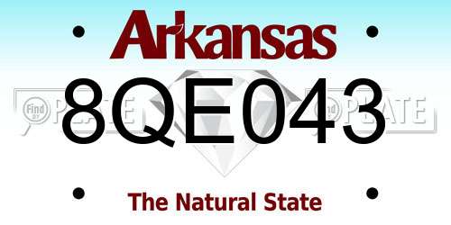 8QE043 Arkansas License Plate