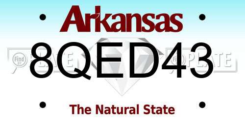 8QED43 Arkansas License Plate