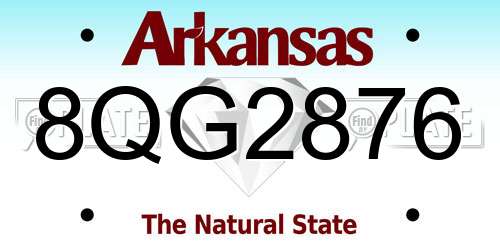 8QG2876 Arkansas License Plate