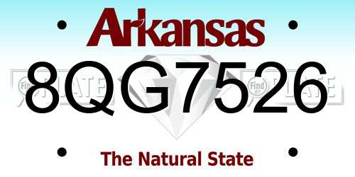 8QG7526 Arkansas License Plate