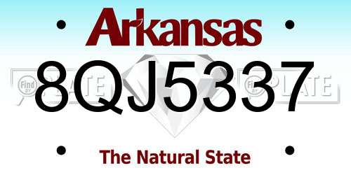 8QJ5337 Arkansas License Plate