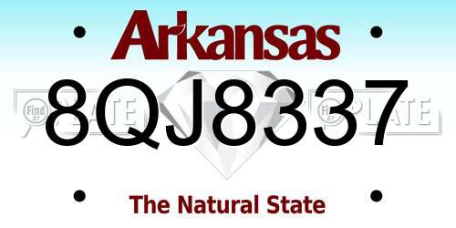 8QJ8337 Arkansas License Plate