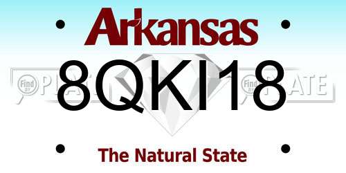 8QKI18 Arkansas License Plate