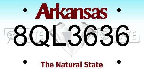 8QL3636 Arkansas License Plate