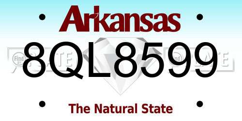 8QL8599 Arkansas License Plate