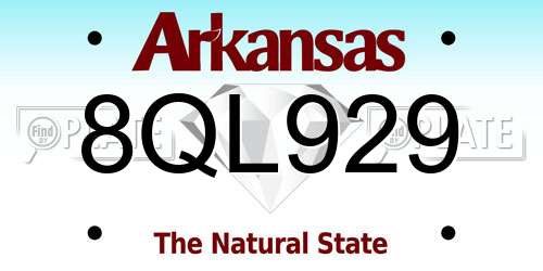 8QL929 Arkansas License Plate