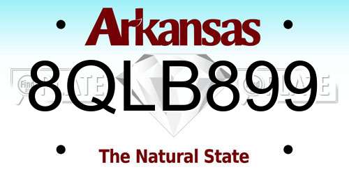 8QLB899 Arkansas License Plate