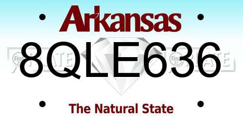 8QLE636 Arkansas License Plate