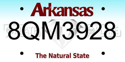 8QM3928 Arkansas License Plate