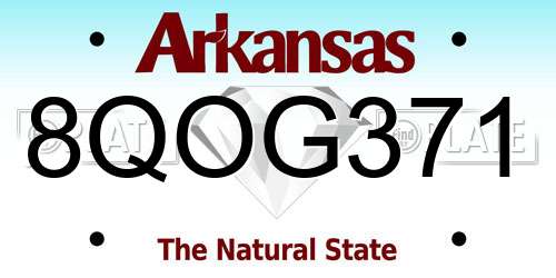 8QOG371 Arkansas License Plate