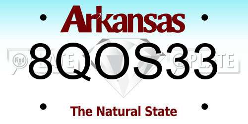 8QOS33 Arkansas License Plate