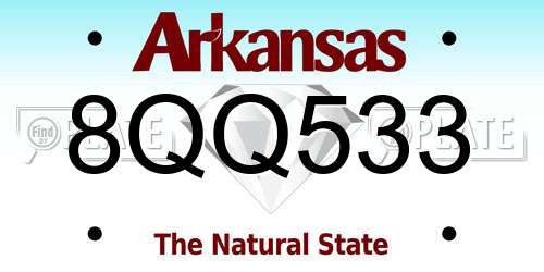 8QQ533 Arkansas License Plate