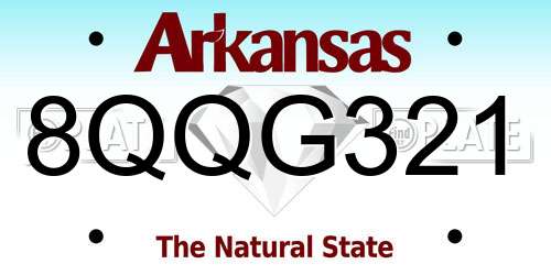 8QQG321 Arkansas License Plate
