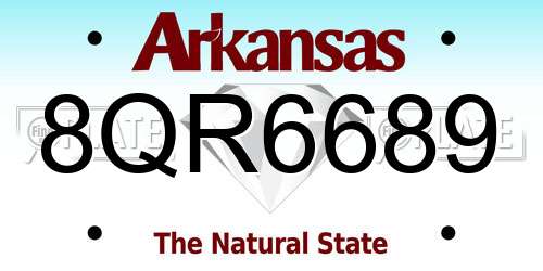 8QR6689 Arkansas License Plate