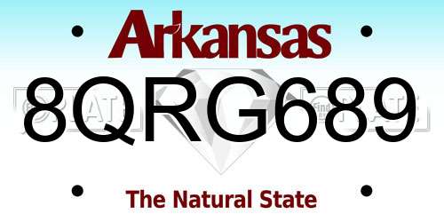 8QRG689 Arkansas License Plate