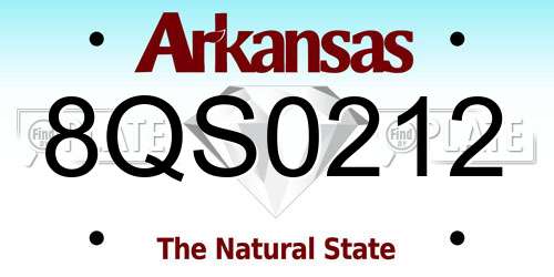 8QS0212 Arkansas License Plate