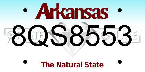 8QS8553 Arkansas License Plate