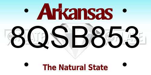 8QSB853 Arkansas License Plate