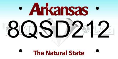 8QSD212 Arkansas License Plate