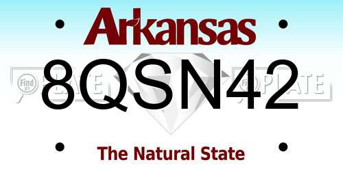 8QSN42 Arkansas License Plate