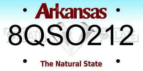 8QSO212 Arkansas License Plate