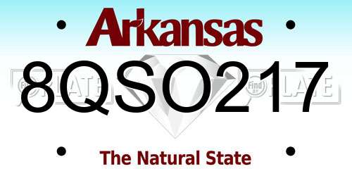 8QSO217 Arkansas License Plate