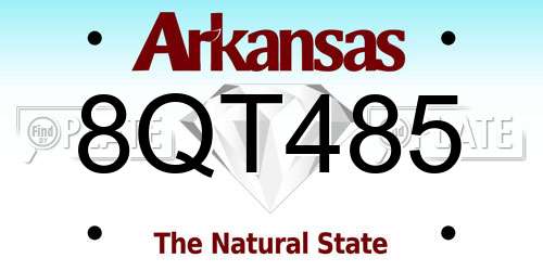 8QT485 Arkansas License Plate