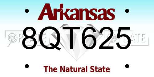 8QT625 Arkansas License Plate