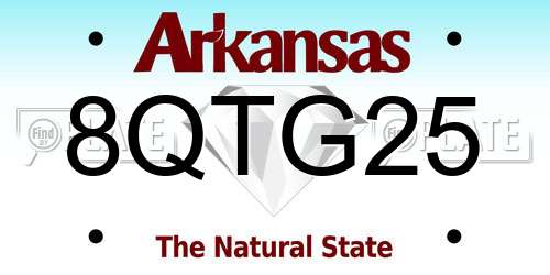 8QTG25 Arkansas License Plate