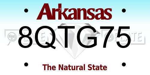 8QTG75 Arkansas License Plate