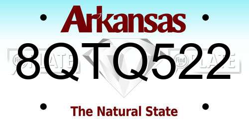 8QTQ522 Arkansas License Plate