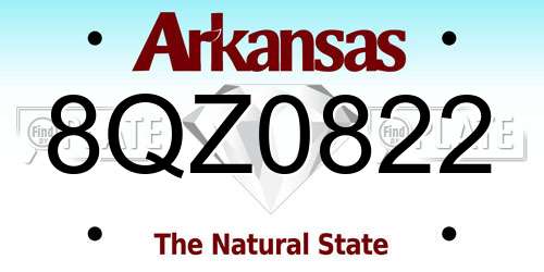 8QZ0822 Arkansas License Plate