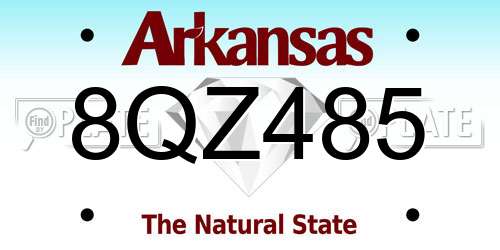 8QZ485 Arkansas License Plate