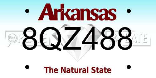 8QZ488 Arkansas License Plate