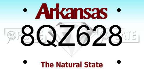 8QZ628 Arkansas License Plate