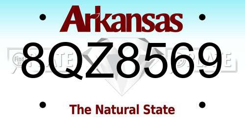 8QZ8569 Arkansas License Plate