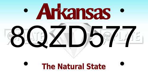 8QZD577 Arkansas License Plate