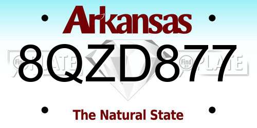 8QZD877 Arkansas License Plate