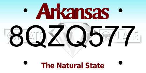 8QZQ577 Arkansas License Plate