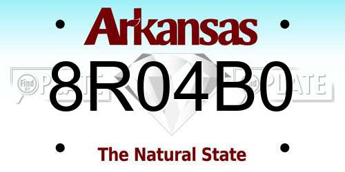 8R04B0 Arkansas License Plate