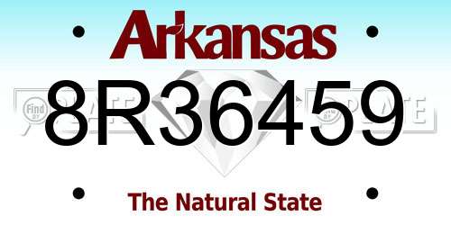 8R36459 Arkansas License Plate